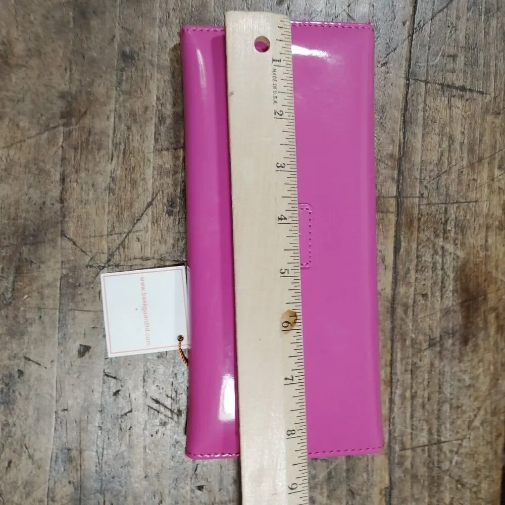 Baekgaard Leather? Patent Clutch Wallet Pink NWT Credit Card Pocket